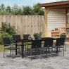 Zestaw do jadalni w ogrodzie 9 pcs Czarny Rattan PE