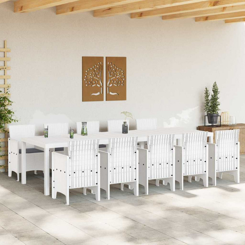 Zestaw do jadalni w ogrodzie z poduszką 11 pcs Biały