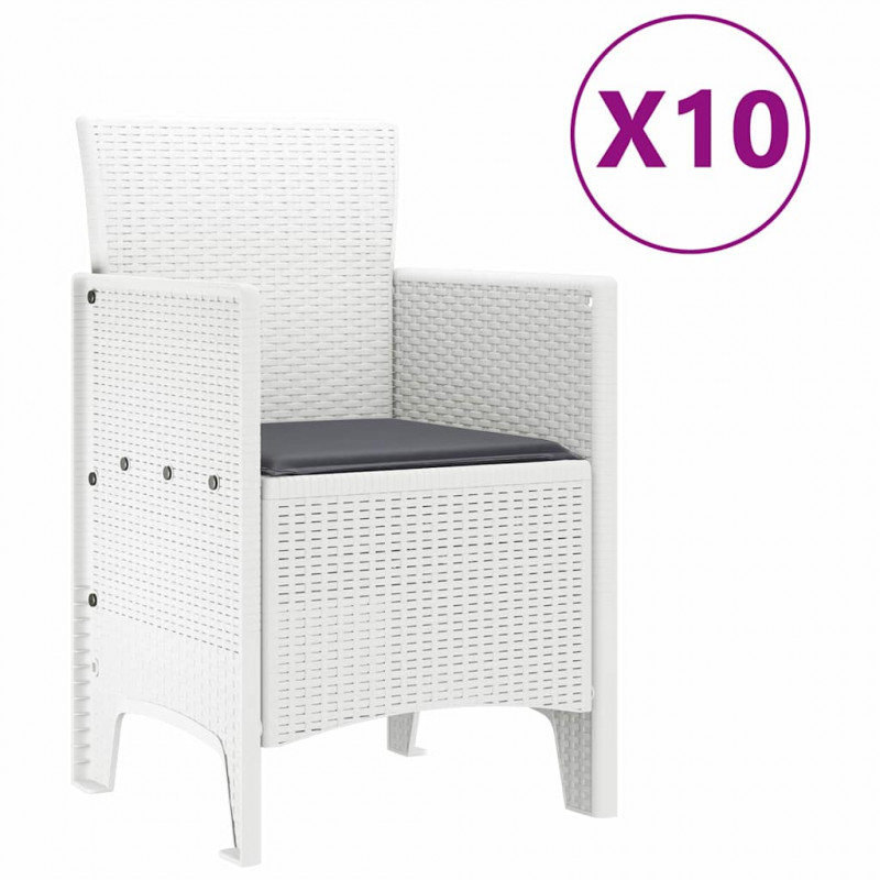Zestaw do jadalni w ogrodzie z poduszką 11 pcs Biały