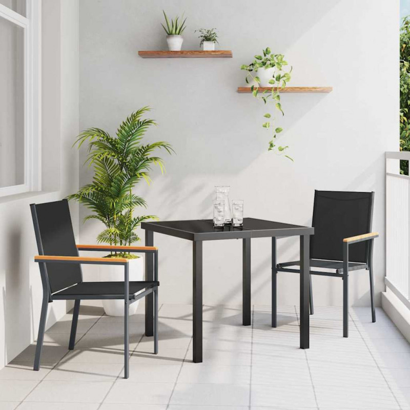 Zestaw do jadalni w ogrodzie 3 pcs Czarny
