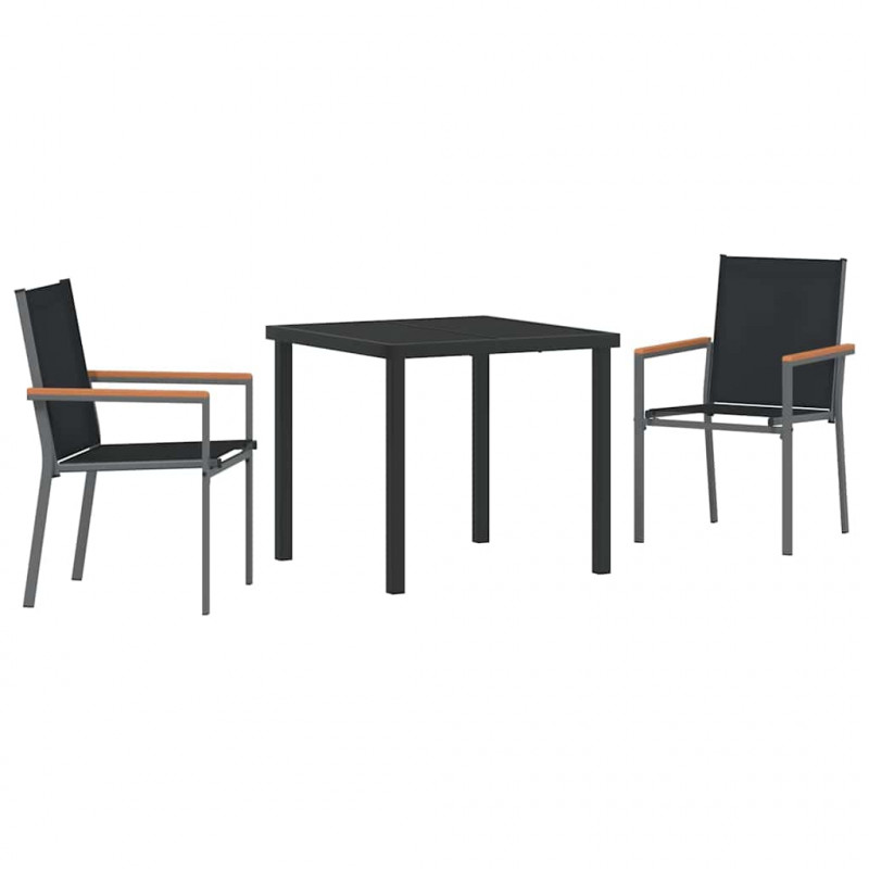 Zestaw do jadalni w ogrodzie 3 pcs Czarny