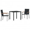 Zestaw do jadalni w ogrodzie 3 pcs Czarny