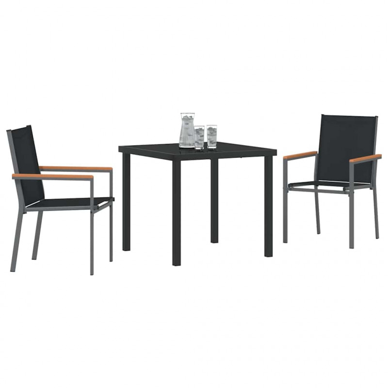 Zestaw do jadalni w ogrodzie 3 pcs Czarny