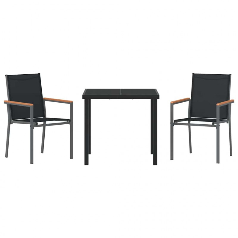 Zestaw do jadalni w ogrodzie 3 pcs Czarny