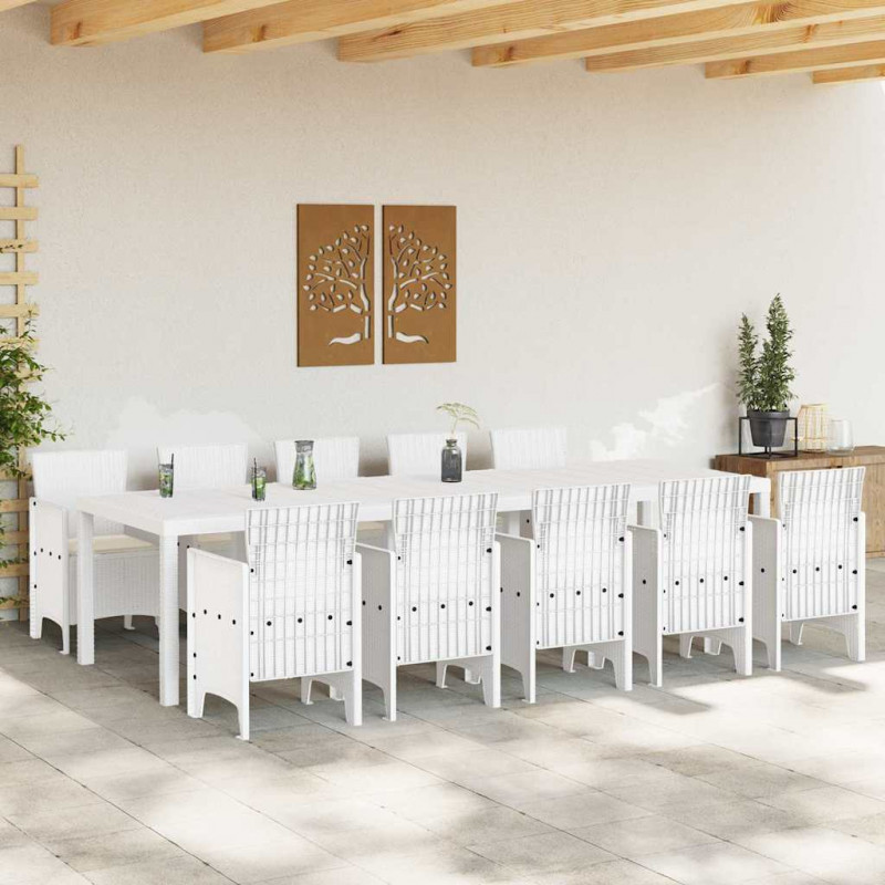 Zestaw do jadalni w ogrodzie z poduszką 11 pcs Biały