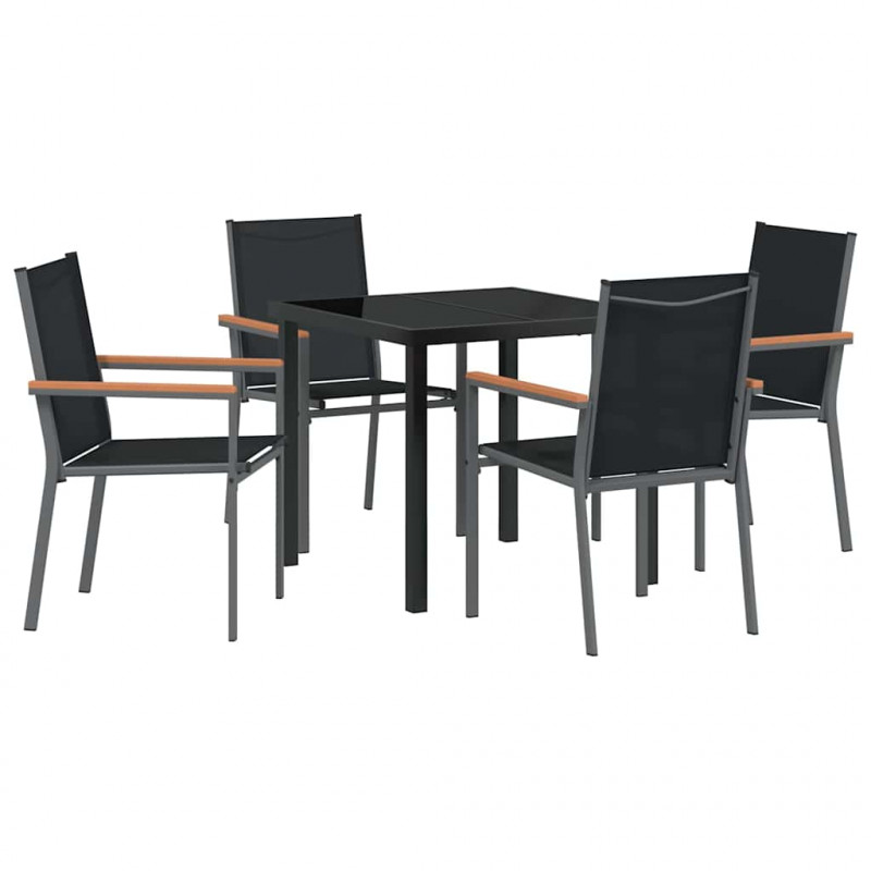 Zestaw do jadalni w ogrodzie 5 pcs Czarny
