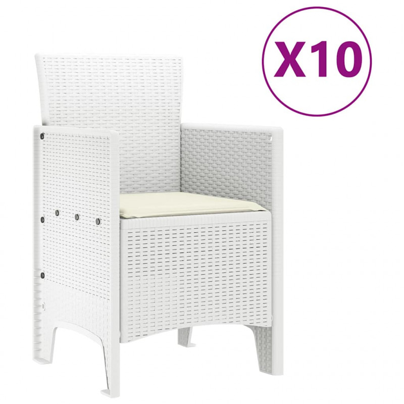 Zestaw do jadalni w ogrodzie z poduszką 11 pcs Biały