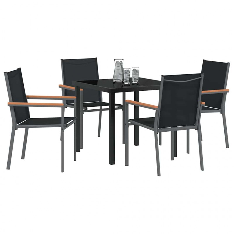 Zestaw do jadalni w ogrodzie 5 pcs Czarny