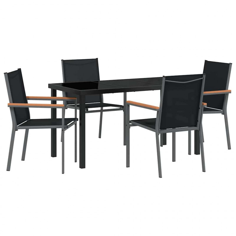 Zestaw do jadalni w ogrodzie 5 pcs Czarny