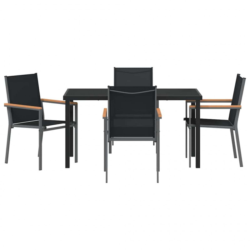 Zestaw do jadalni w ogrodzie 5 pcs Czarny