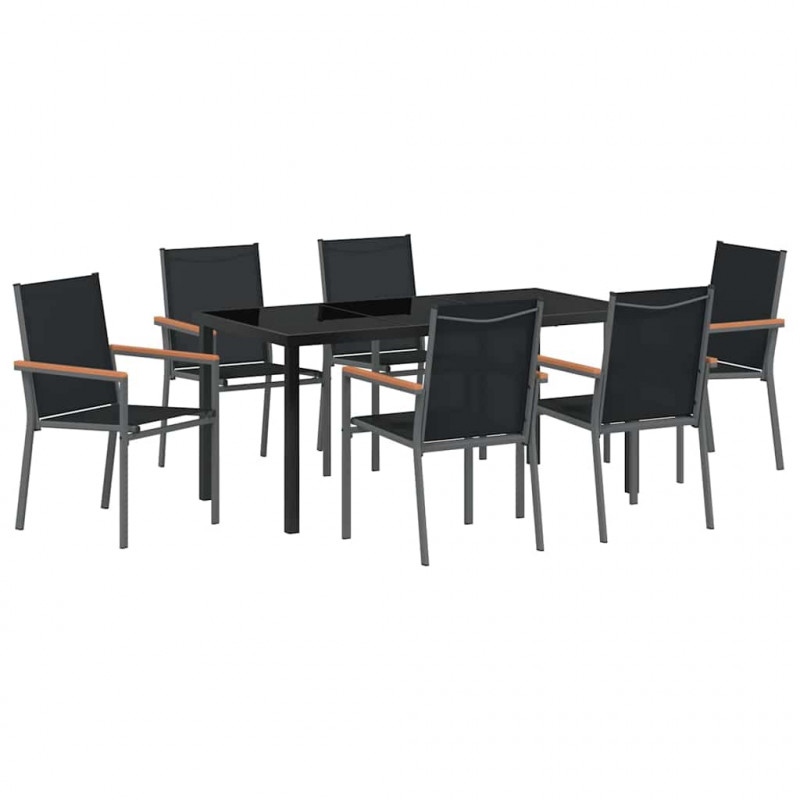 Zestaw do jadalni w ogrodzie 7 pcs Czarny