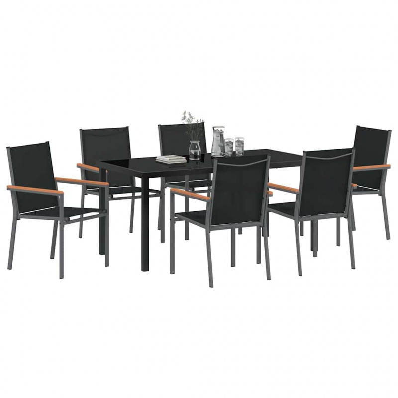 Zestaw do jadalni w ogrodzie 7 pcs Czarny