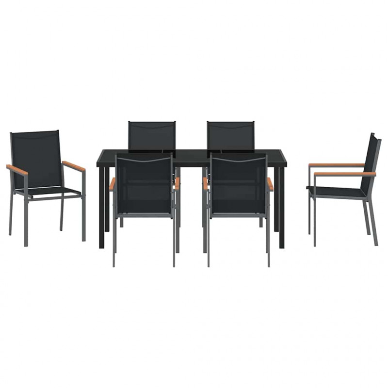 Zestaw do jadalni w ogrodzie 7 pcs Czarny