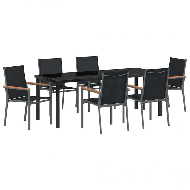 Zestaw do jadalni w ogrodzie 7 pcs Czarny