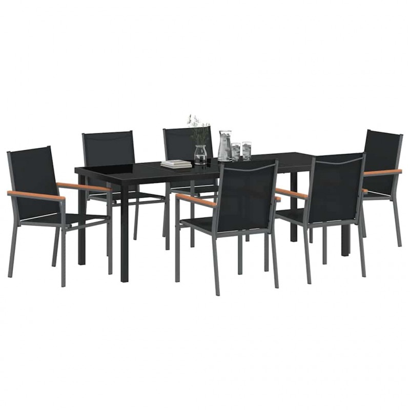 Zestaw do jadalni w ogrodzie 7 pcs Czarny