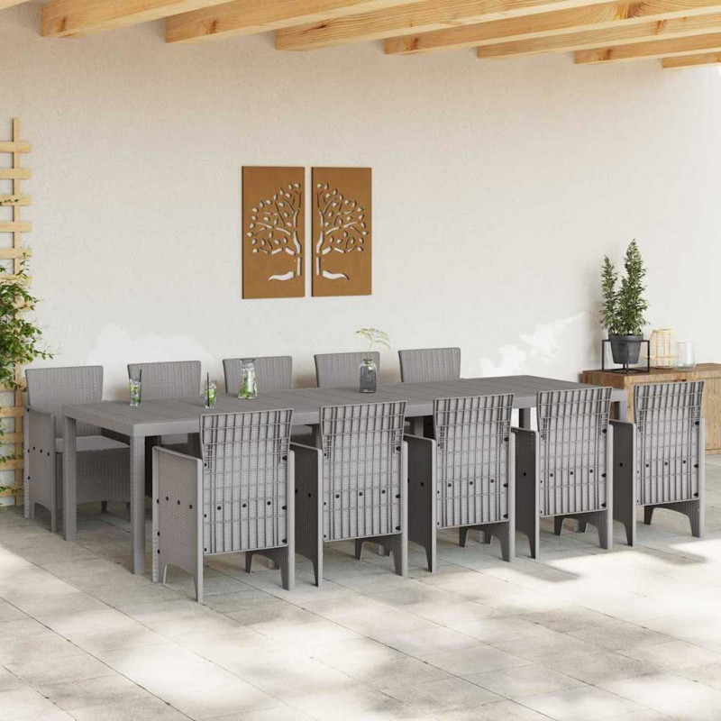Zestaw do jadalni w ogrodzie z poduszką 11 pcs Jasnoszary