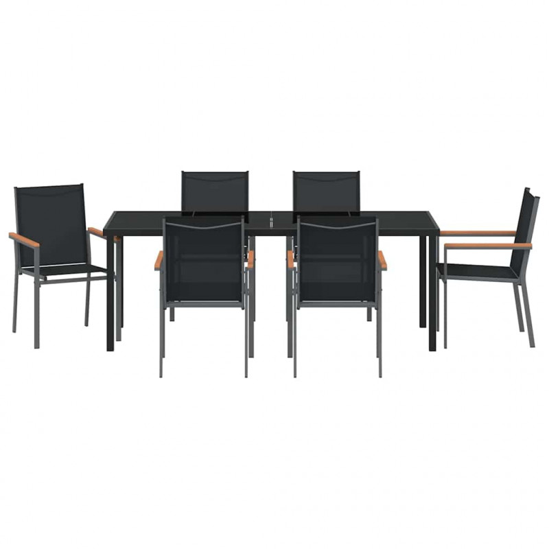 Zestaw do jadalni w ogrodzie 7 pcs Czarny