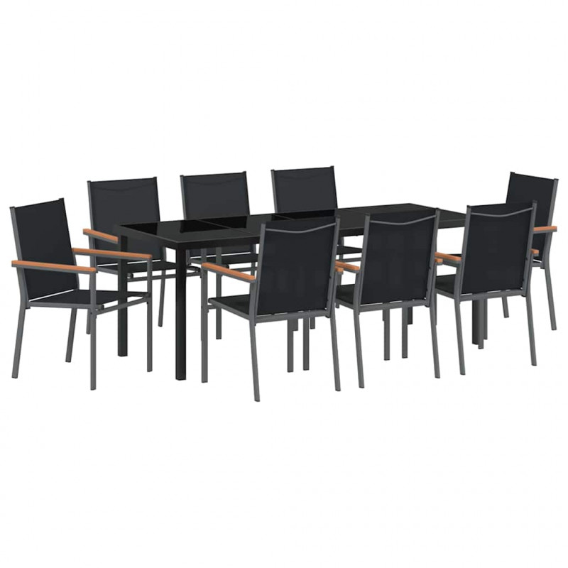 Zestaw do jadalni w ogrodzie 9 pcs Czarny