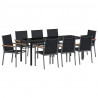 Zestaw do jadalni w ogrodzie 9 pcs Czarny