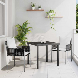 Zestaw do jadalni w ogrodzie 3 pcs Brązowy i czarny Rattan PE