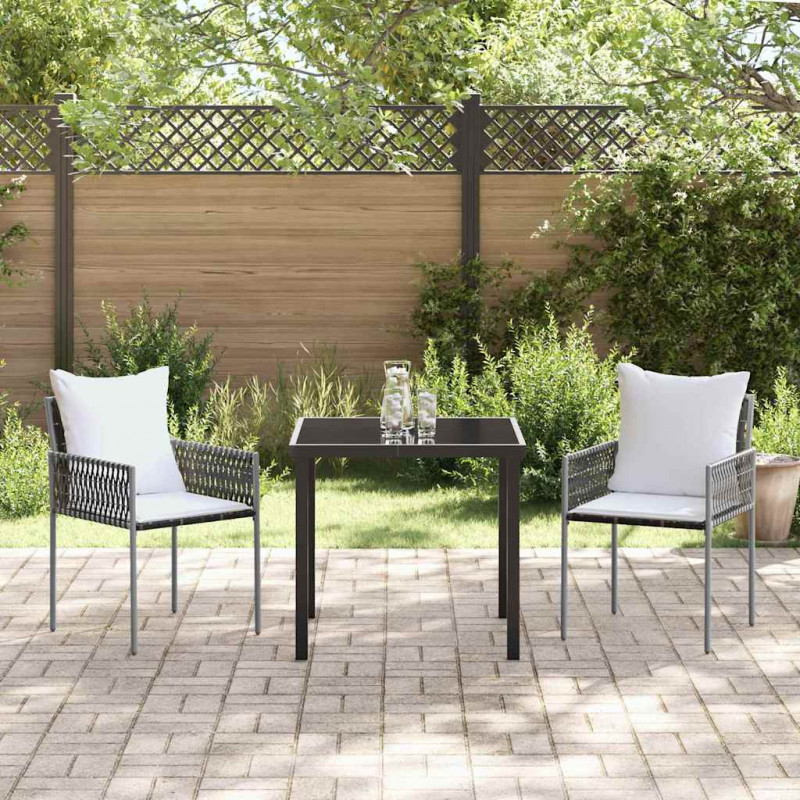 Zestaw do jadalni w ogrodzie 3 pcs Brązowy i czarny Rattan PE