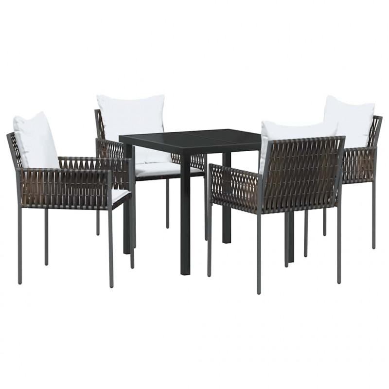 Zestaw do jadalni w ogrodzie 5 pcs Brązowy i czarny Rattan PE