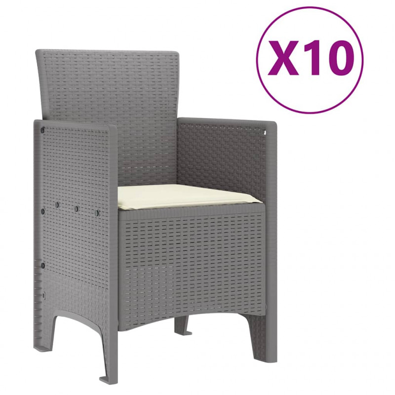 Zestaw do jadalni w ogrodzie 11 pcs Jasnoszary i Kremowy