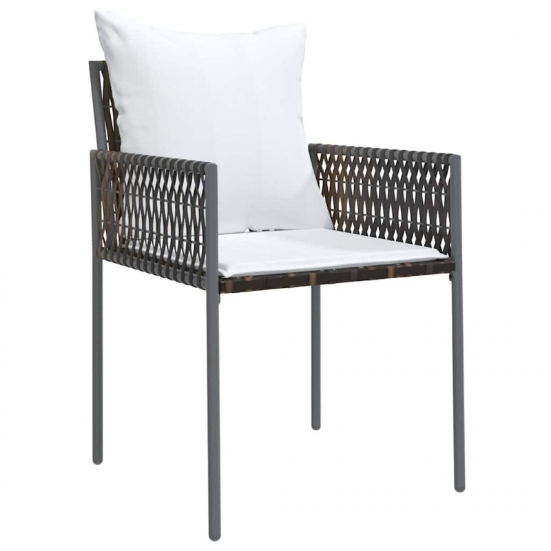 Zestaw do jadalni w ogrodzie 5 pcs Brązowy i czarny Rattan PE