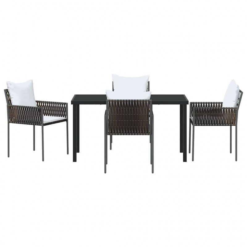 Zestaw do jadalni w ogrodzie 5 pcs Brązowy i czarny Rattan PE