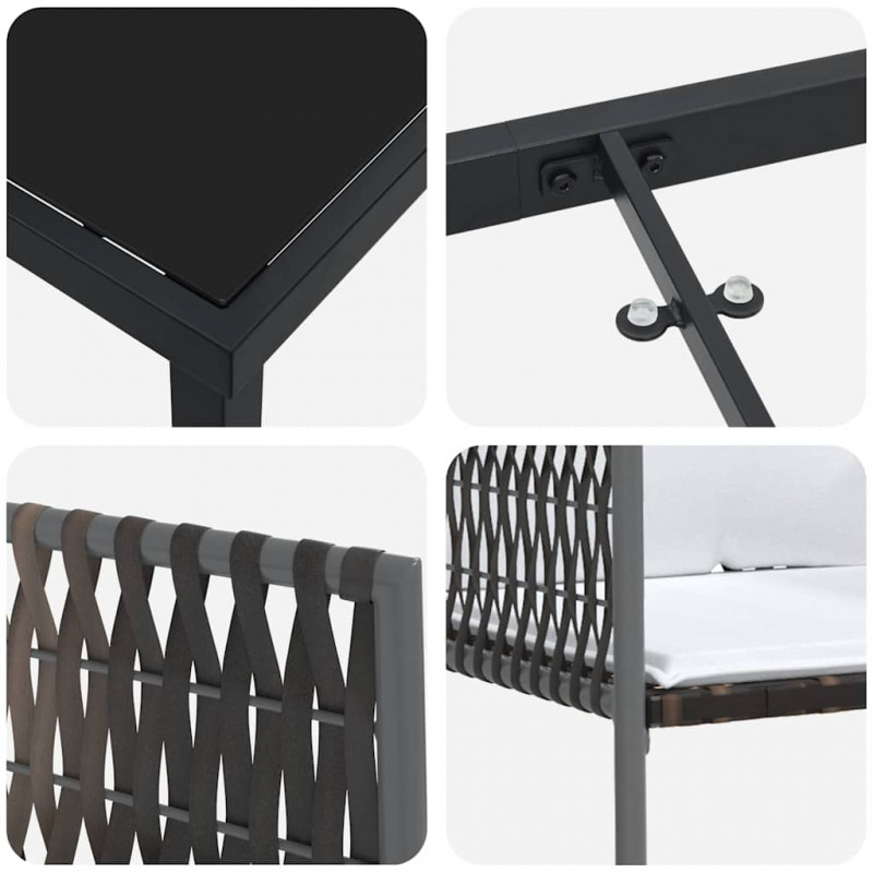 Zestaw do jadalni w ogrodzie 5 pcs Brązowy i czarny Rattan PE