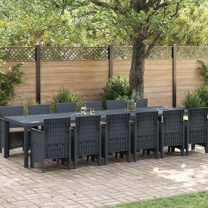Zestaw do jadalni w ogrodzie 13 pcs Antracyt Rattan Polt