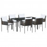Zestaw do jadalni w ogrodzie 7 pcs Brązowy i czarny Rattan PE