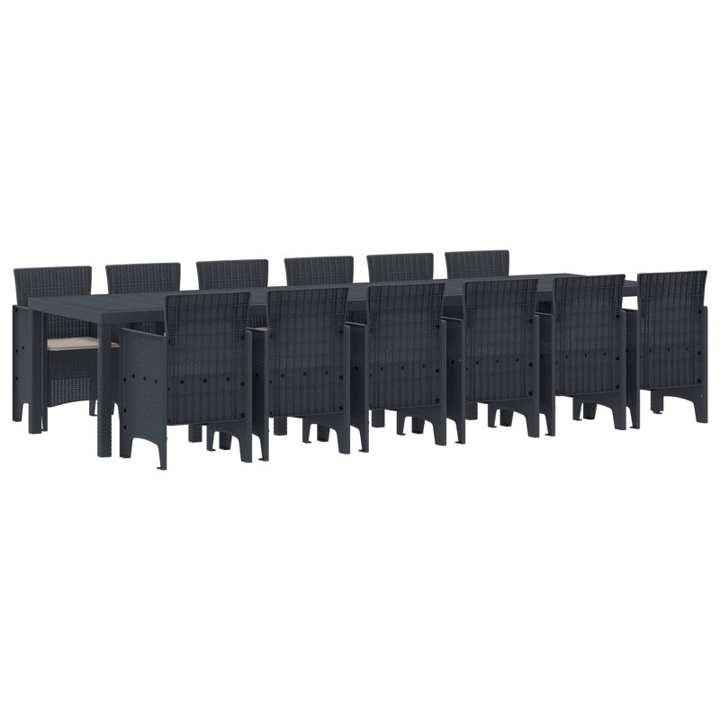 Zestaw do jadalni w ogrodzie 13 pcs Antracyt Rattan Polt