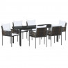 Zestaw do jadalni w ogrodzie 7 pcs Brązowy i czarny Rattan PE