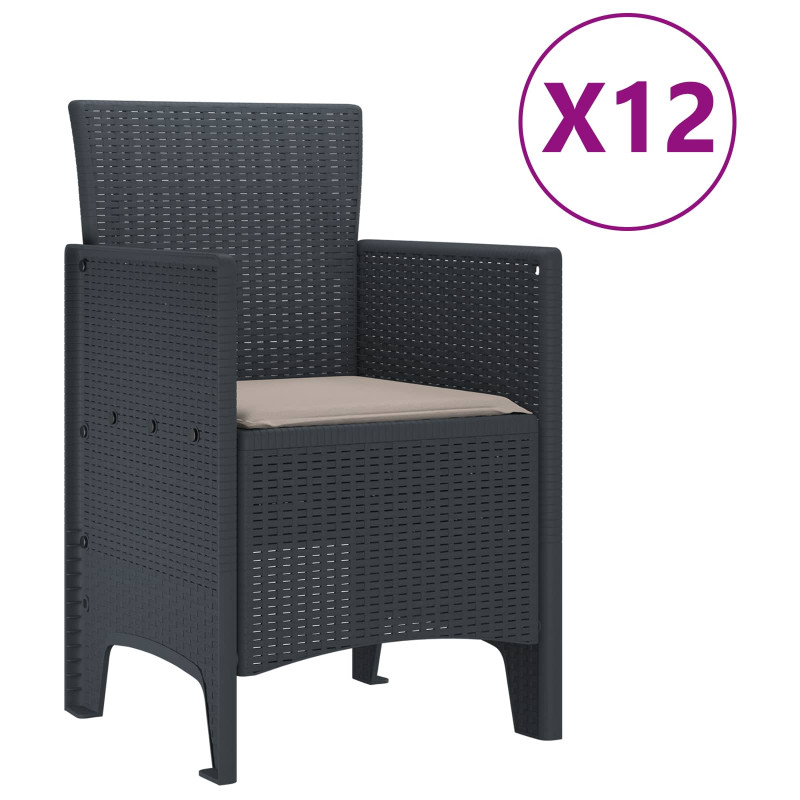 Zestaw do jadalni w ogrodzie 13 pcs Antracyt Rattan Polt