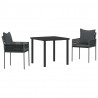 Zestaw do jadalni w ogrodzie 3 pcs Czarny i szary Rattan PE
