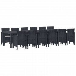 Zestaw do jadalni w ogrodzie 13 pcs Antracyt Rattan Polt