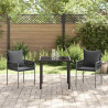 Zestaw do jadalni w ogrodzie 3 pcs Czarny i szary Rattan PE