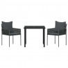 Zestaw do jadalni w ogrodzie 3 pcs Czarny i szary Rattan PE