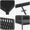 Zestaw do jadalni w ogrodzie 3 pcs Czarny i szary Rattan PE