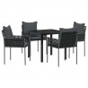 Zestaw do jadalni w ogrodzie 5 pcs Czarny i szary Rattan PE