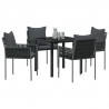 Zestaw do jadalni w ogrodzie 5 pcs Czarny i szary Rattan PE