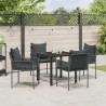 Zestaw do jadalni w ogrodzie 5 pcs Czarny i szary Rattan PE