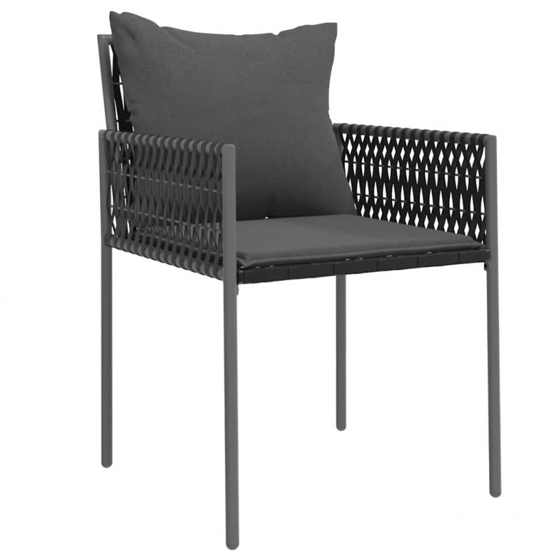 Zestaw do jadalni w ogrodzie 5 pcs Czarny i szary Rattan PE