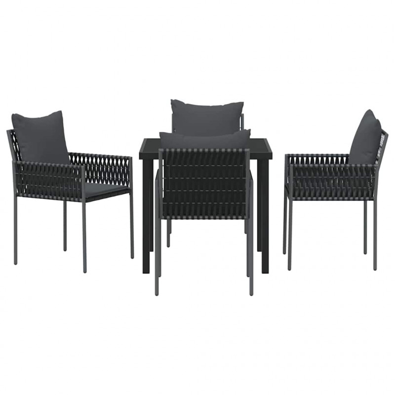 Zestaw do jadalni w ogrodzie 5 pcs Czarny i szary Rattan PE