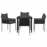 Zestaw do jadalni w ogrodzie 5 pcs Czarny i szary Rattan PE