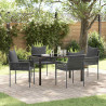 Zestaw do jadalni w ogrodzie 5 pcs Czarny i szary Rattan PE