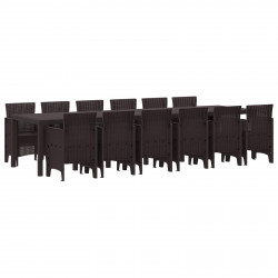 Zestaw do jadalni w ogrodzie 13 pcs Brązowy Rattan Polt