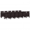 Zestaw do jadalni w ogrodzie 13 pcs Brązowy Rattan Polt