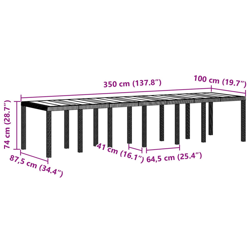 Zestaw do jadalni w ogrodzie 13 pcs Brązowy Rattan Polt